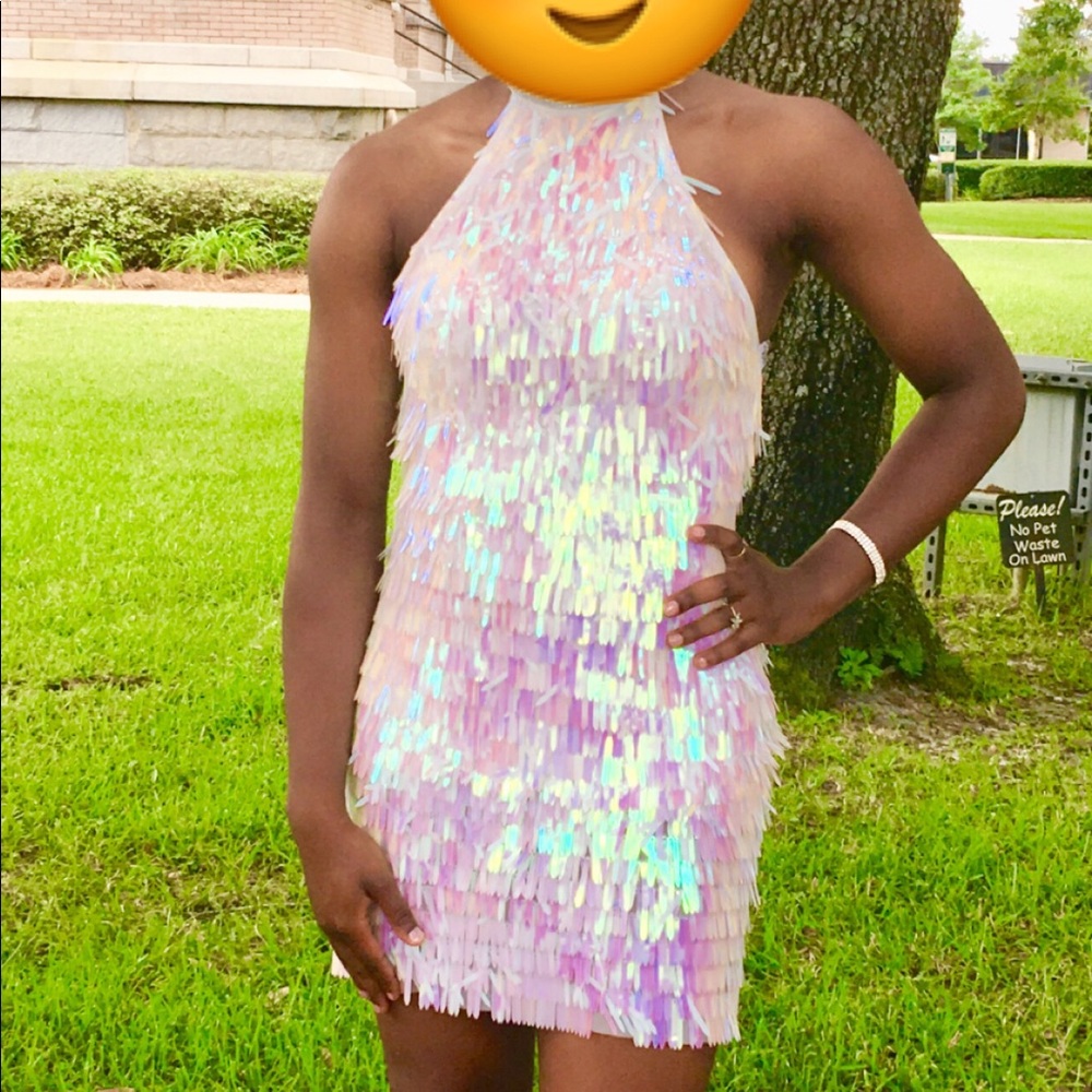 Jovani white homecoming dress